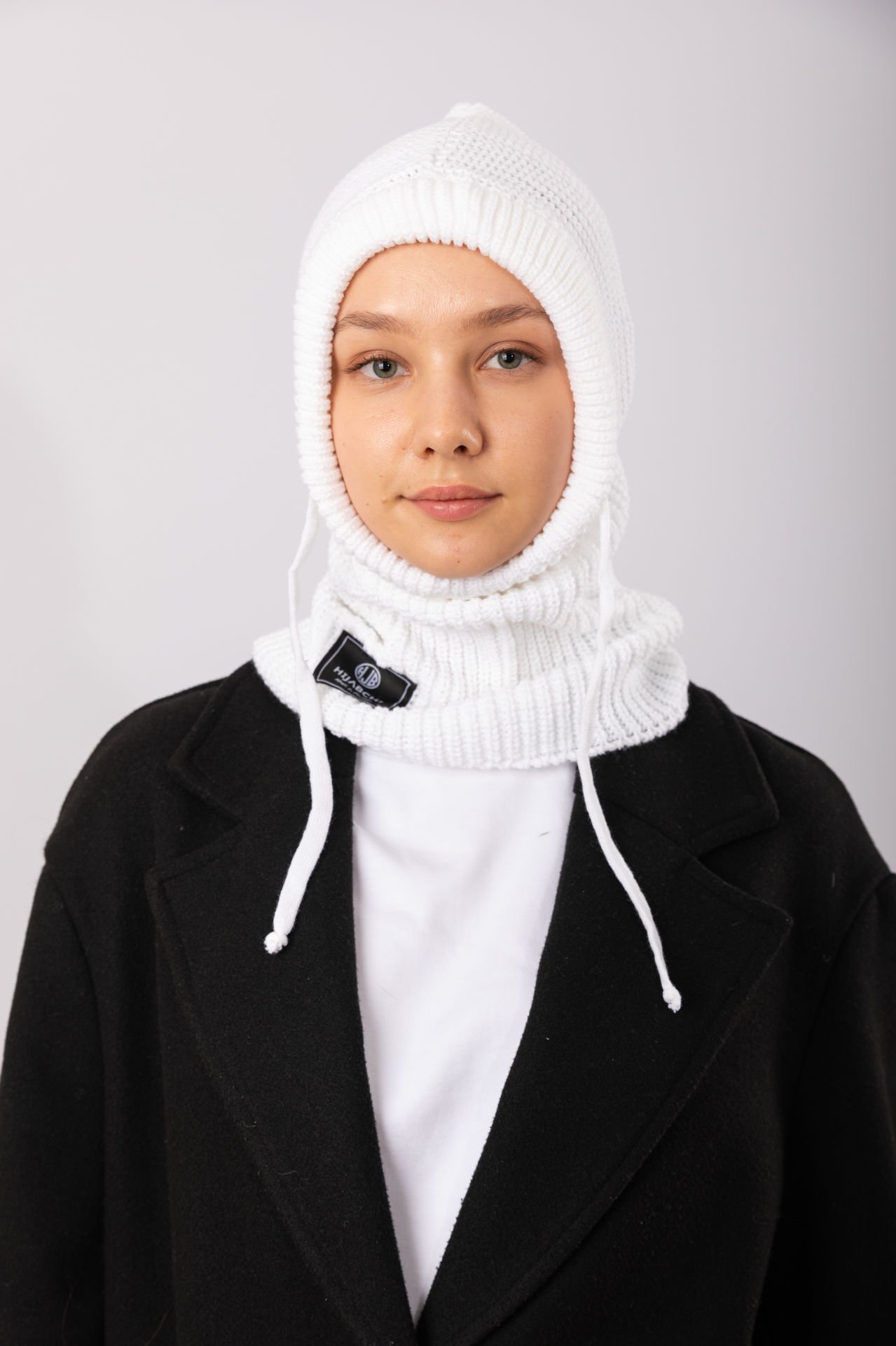 Balaklava İpli Triko Bere - Beyaz