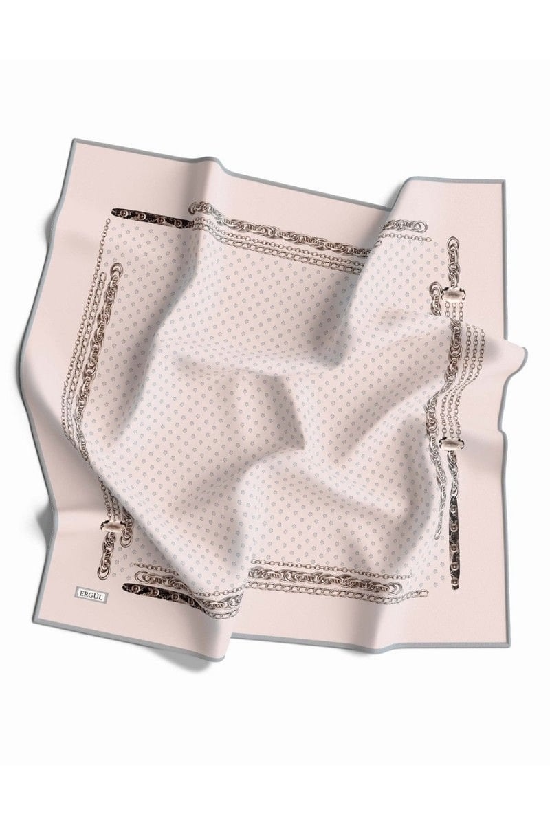 İpeksi Sura Rayon Eşarp Silky Rayon Scarf Square Scarf Hijab Roserina - Bej-i Pudra