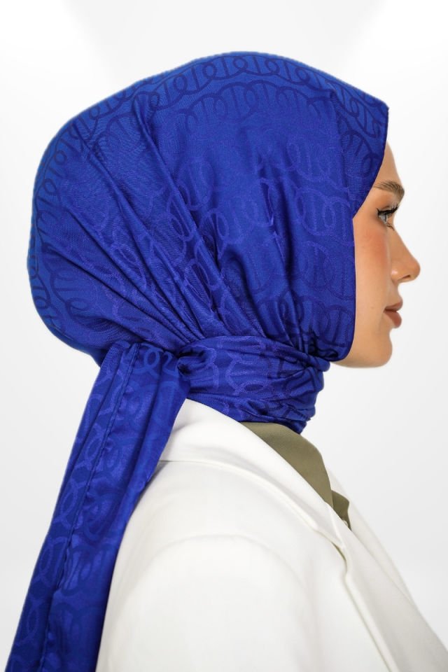 İthal İpeksi Jakar Şal Halka Model - New Collections Saks Mavisi