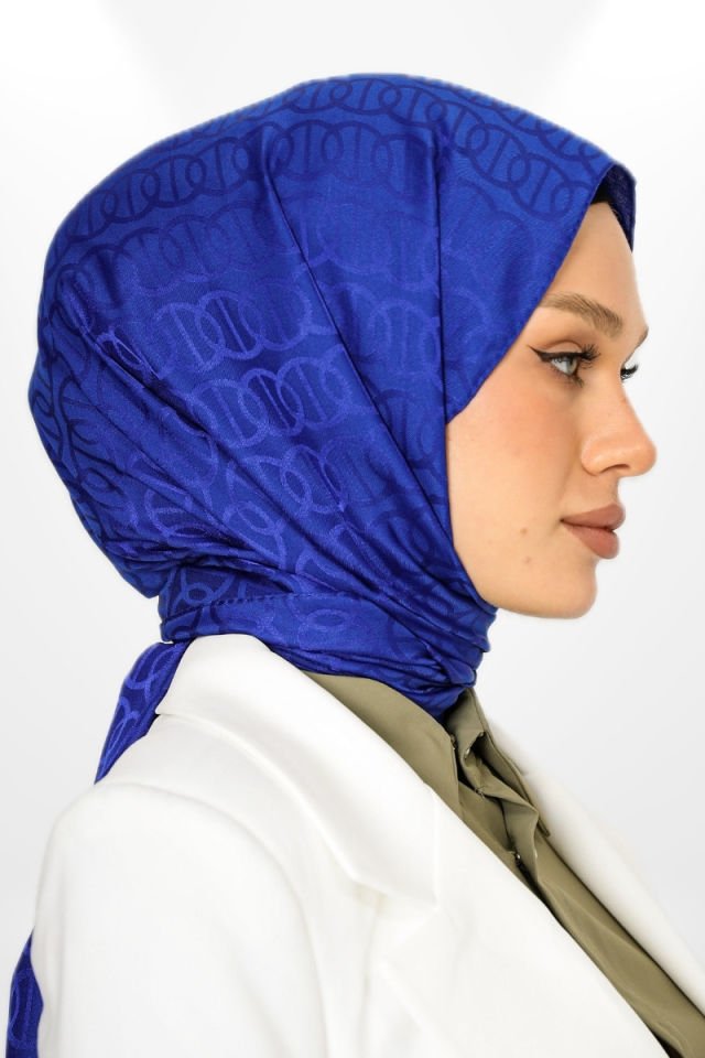 İthal İpeksi Jakar Şal Halka Model - New Collections Saks Mavisi
