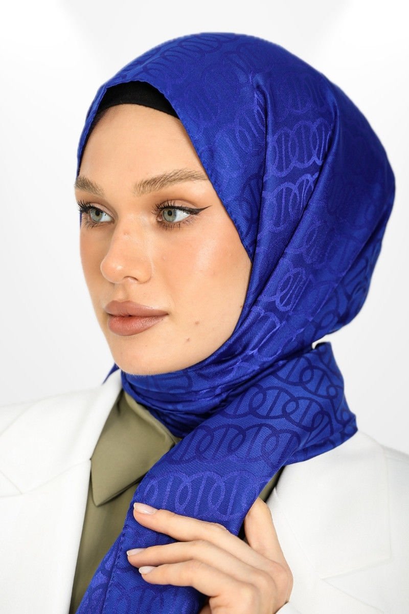 İthal İpeksi Jakar Şal Halka Model - New Collections Saks Mavisi