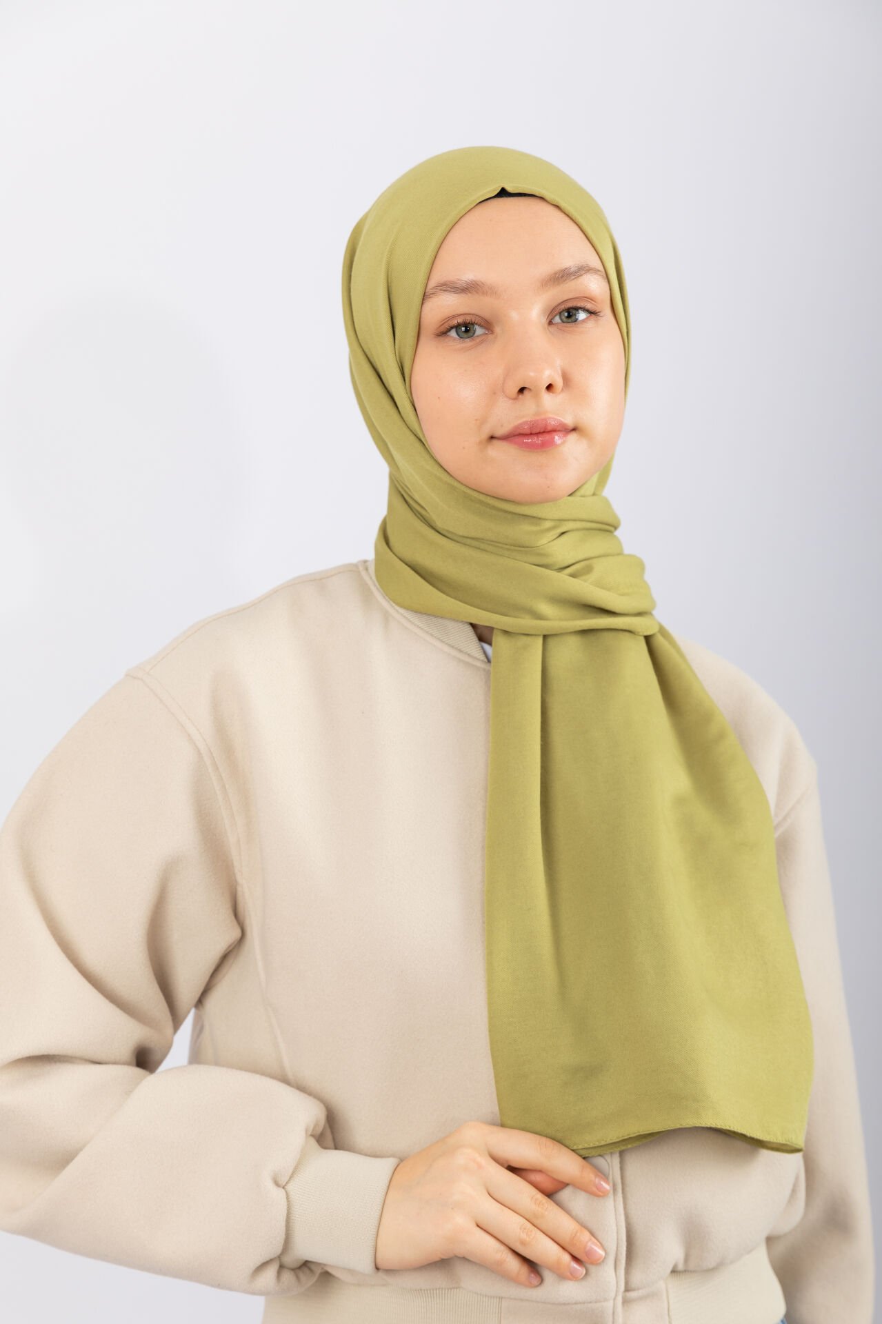 Cotton Twill Şal - Yağ Yeşili
