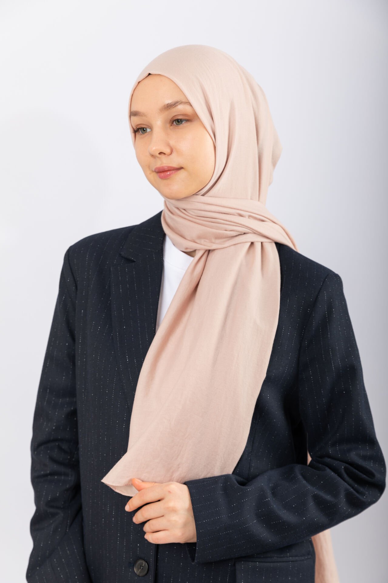 Cotton Twill Şal - Bej-i Pudra