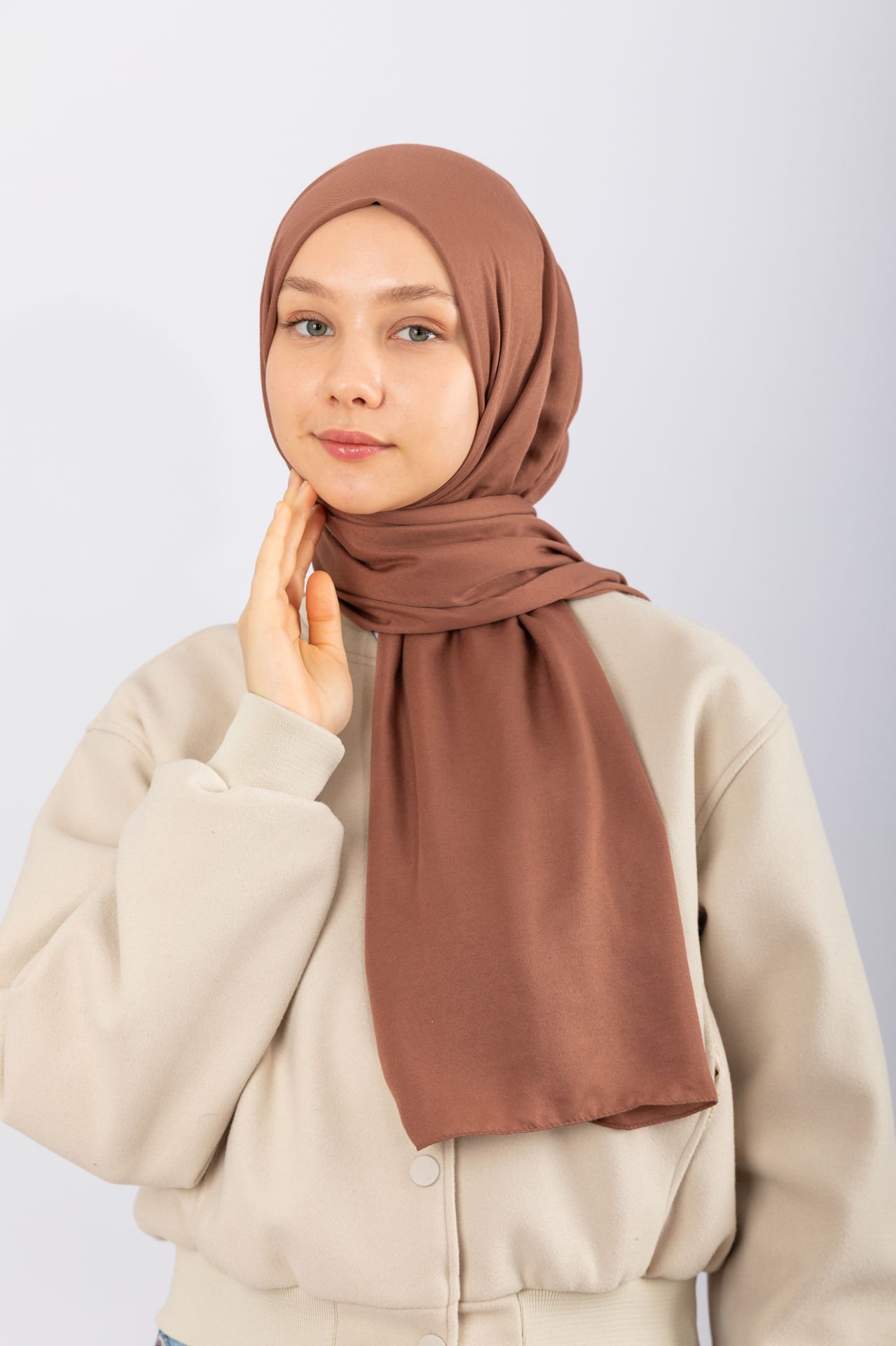 Cotton Twill Şal - Cappucino