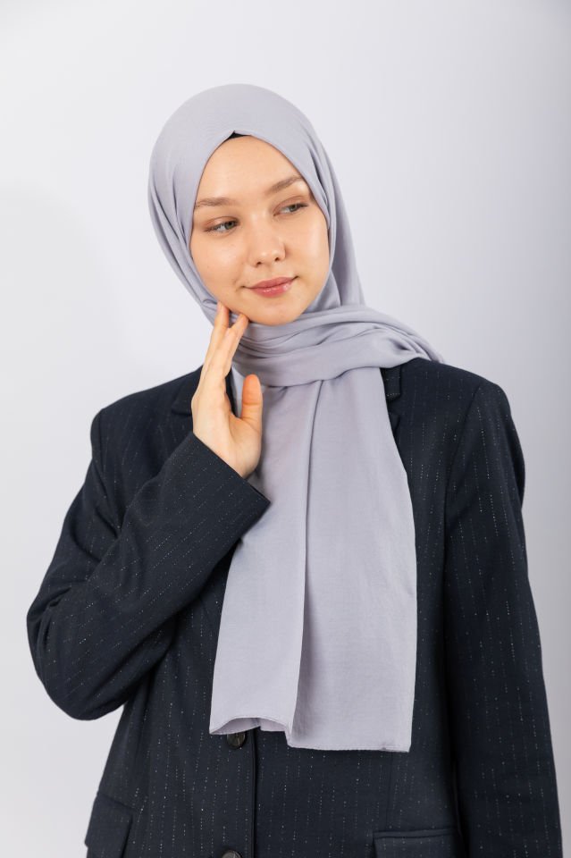 Cotton Twill Şal - Gümüş Grisi