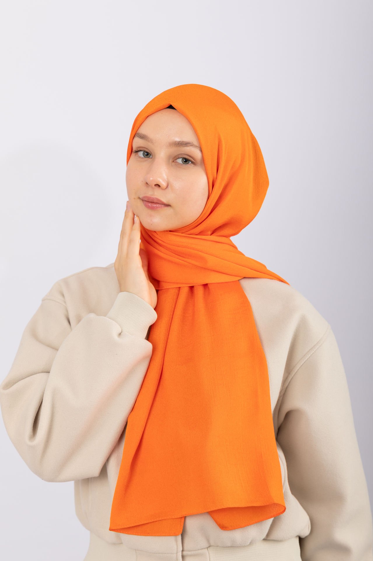 Naturel Krep Şal - Orange