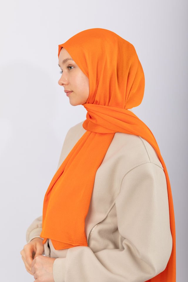 Naturel Krep Şal - Orange