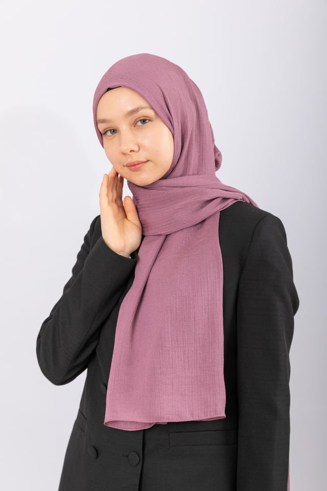 Naturel Krep Şal - K. Lila