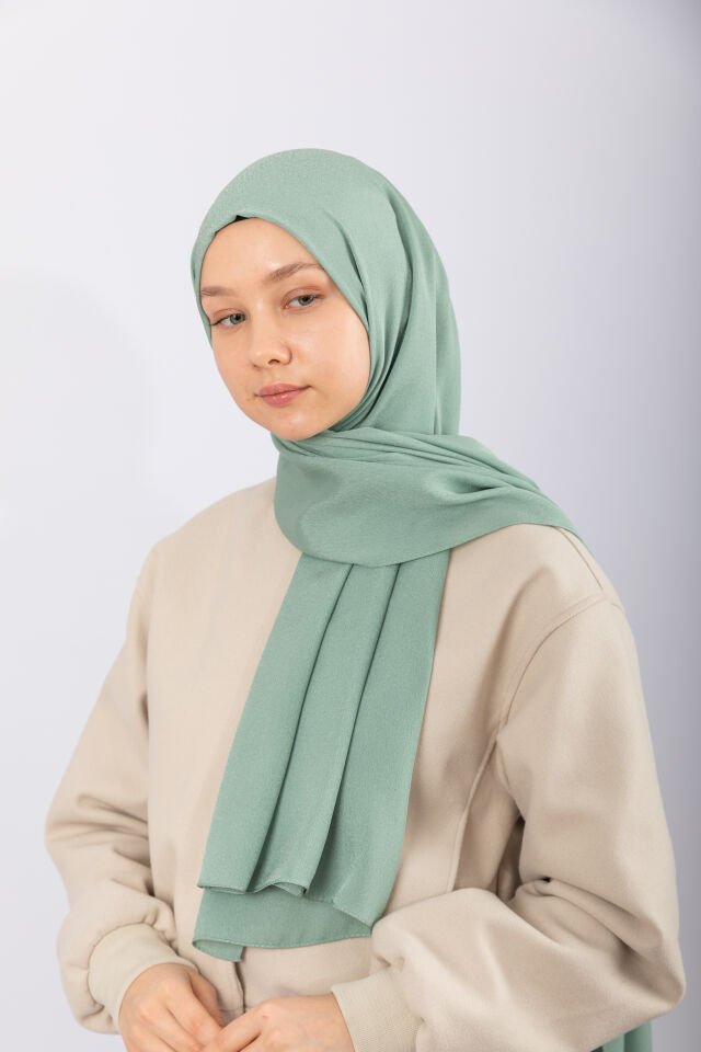 Naturel Krep Şal - Su Yeşili