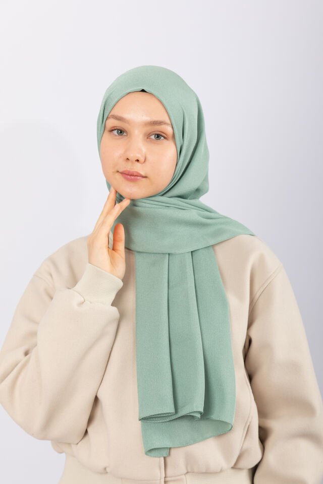 Naturel Krep Şal - Su Yeşili