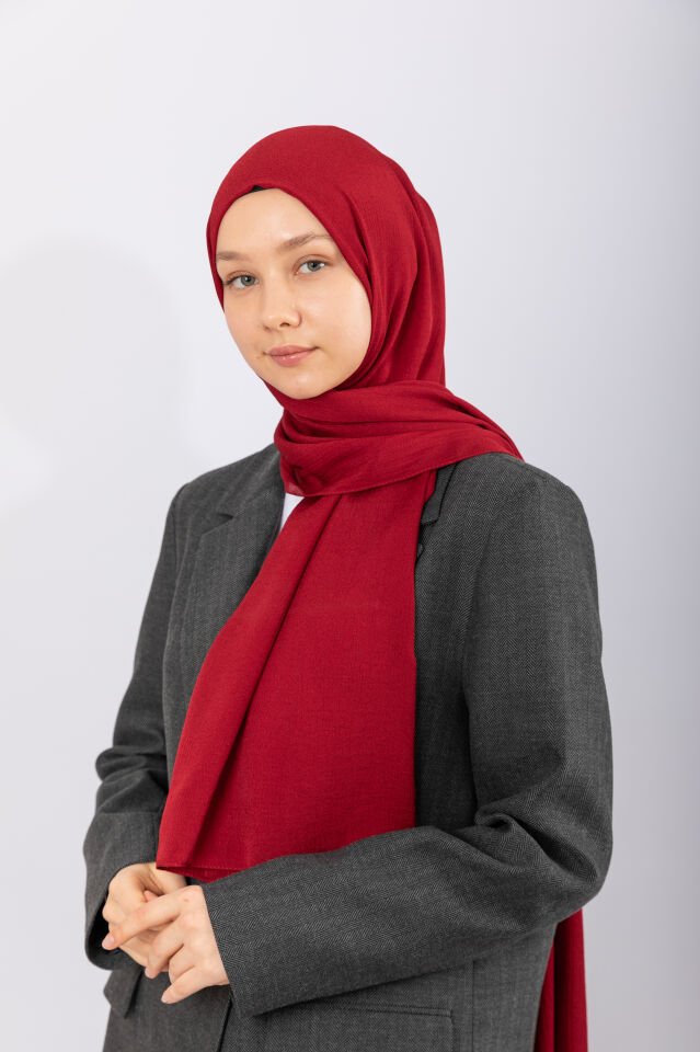 Naturel Krep Şal - Bordo