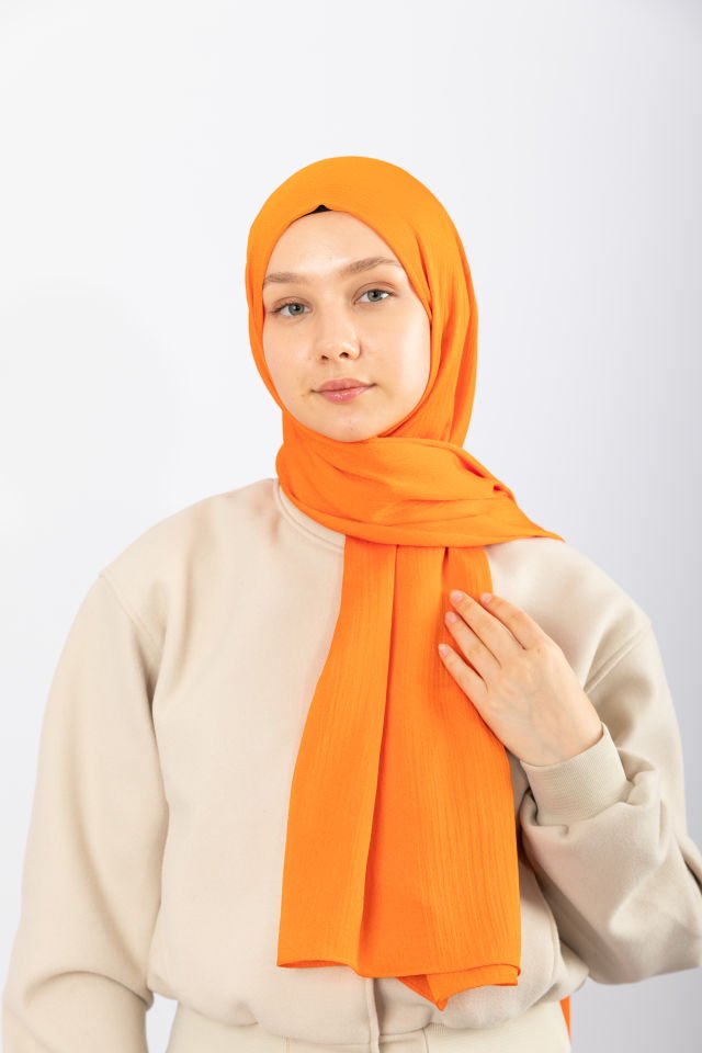 İpeksi Saten Abiye Şal - Orange