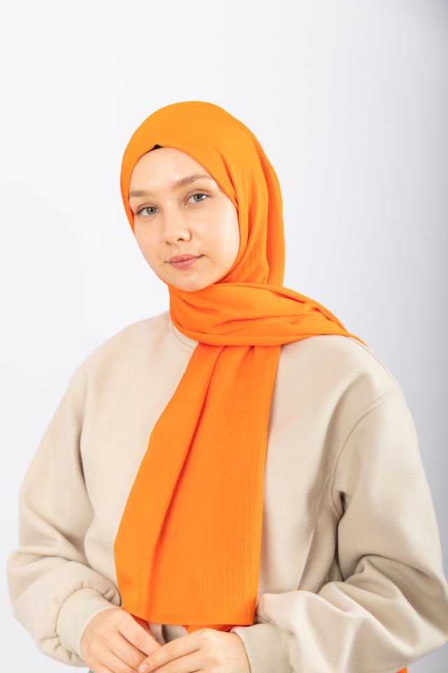 İpeksi Saten Abiye Şal - Orange