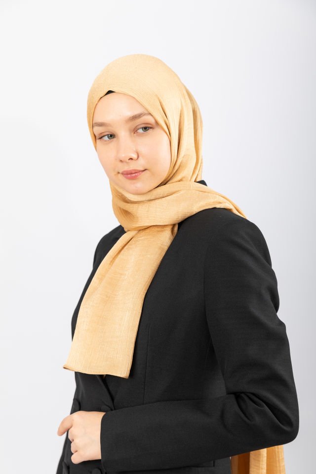 İpeksi Saten Abiye Şal - Gold