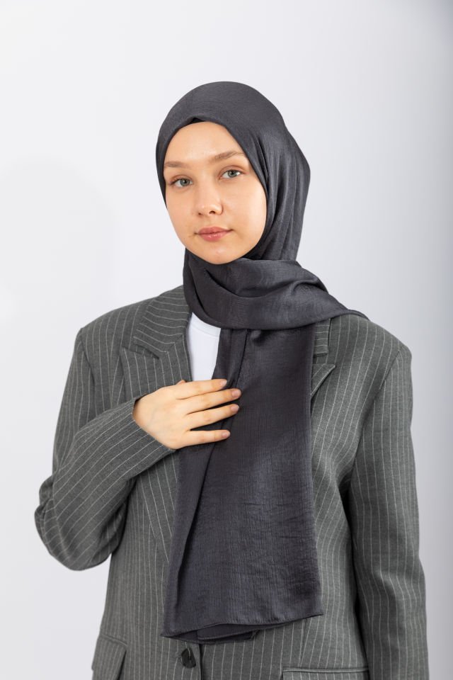 İpeksi Saten Abiye Şal - Füme