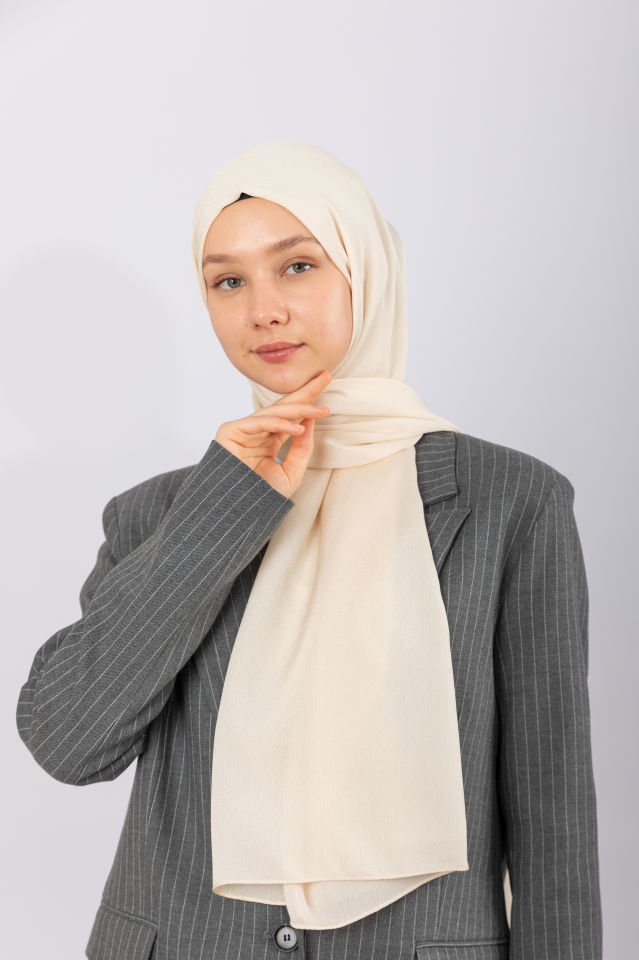 Naturel Krep Şal - Krem