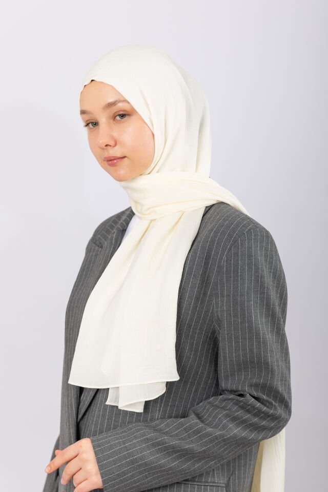 Naturel Krep Şal - Ekru