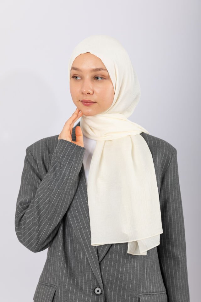 Naturel Krep Şal - Ekru