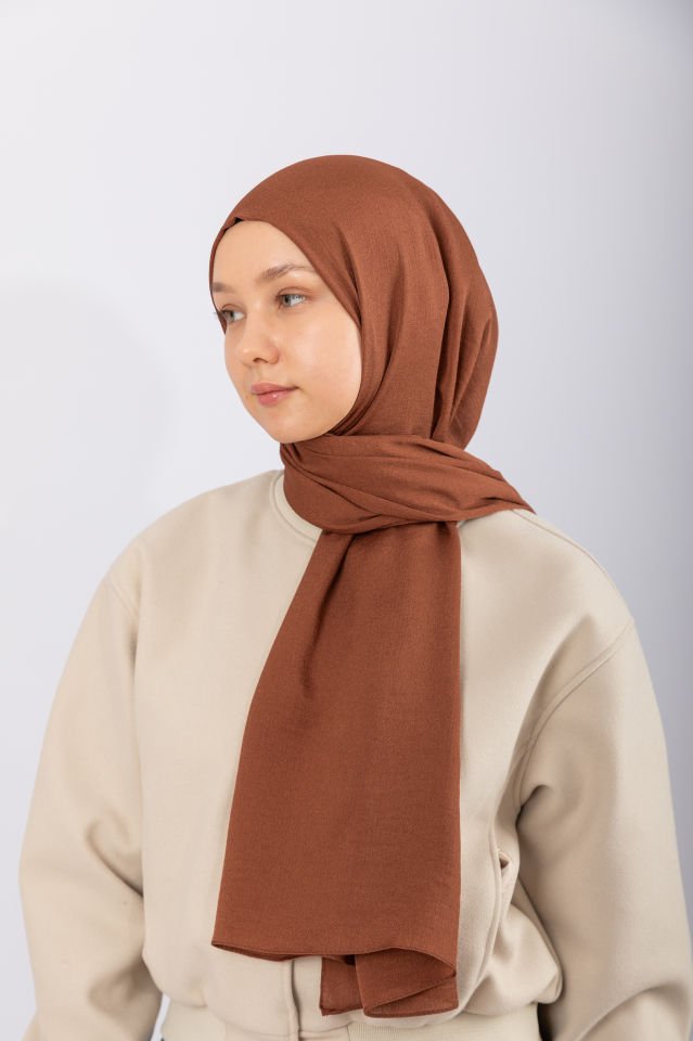 Naturel Krep Şal - Sütlü Kahve