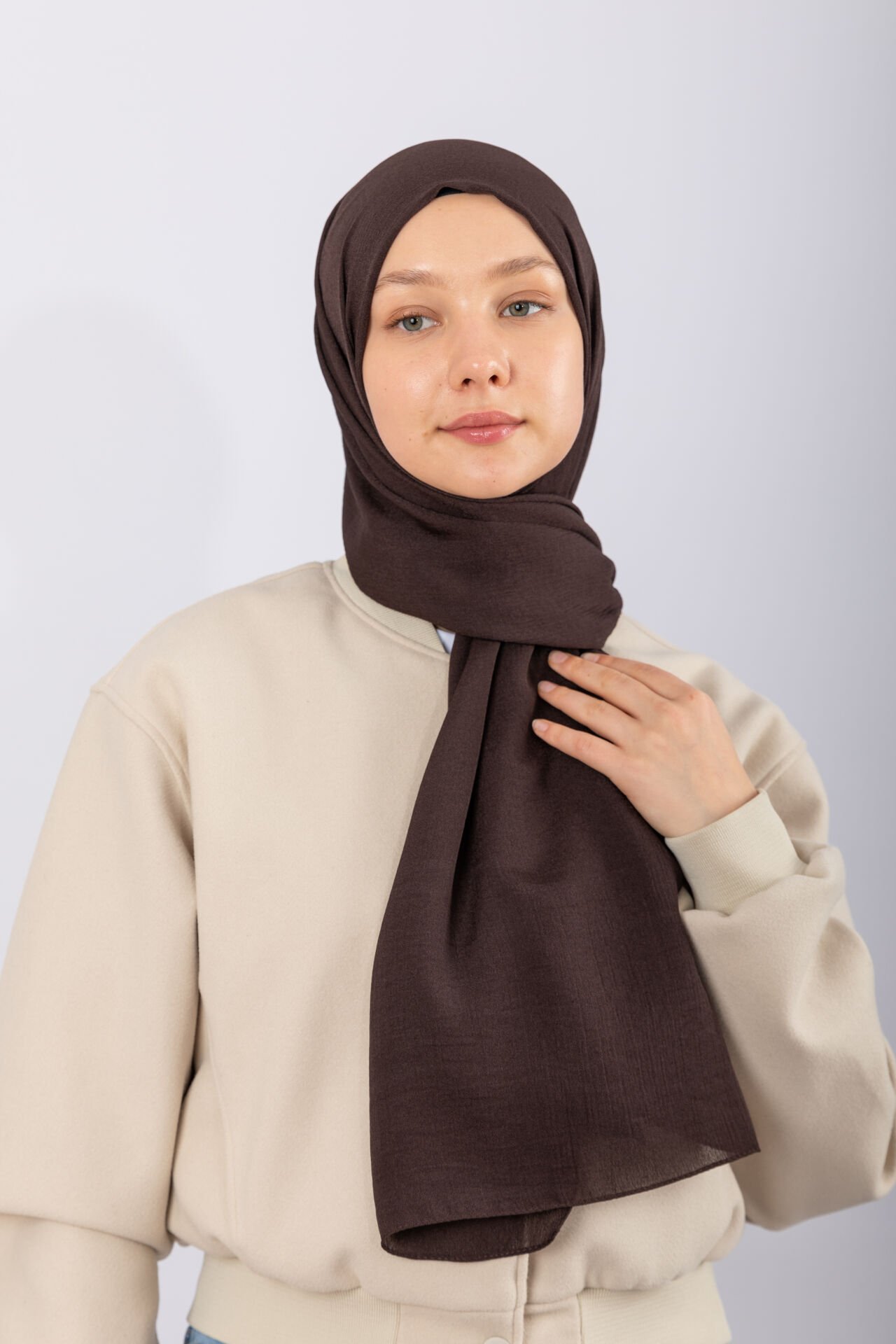 Naturel Krep Şal - Acı Kahve